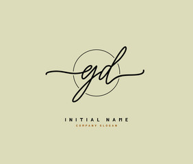G D GD Beauty vector initial logo, handwriting logo of initial signature, wedding, fashion, jewerly, boutique, floral and botanical with creative template for any company or business.