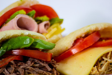 three types of  delicious arepas