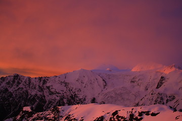 Caucasus. Ossetia. Genaldon Gorge. Sunrise.