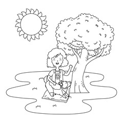 Girl with dog cartoon design