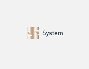 Creative Abstract linear golden technology logo for company