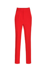 Red women's classic pants isolated on white background