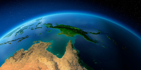 Highly detailed Earth. Australia and Papua New Guinea
