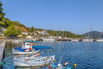 Fototapeta na wymiar Fishing port in Porto Koufo, Chalkidiki, Greece