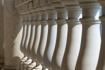 Decorative element, small marble columns on a balcony