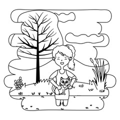 Girl with cat cartoon design