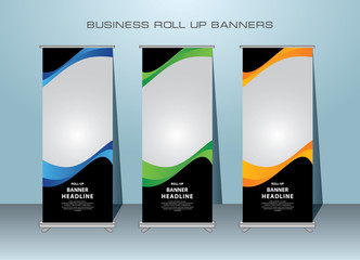 Vertical Banner Design Signboard Advertising Brochure Flyer Template Vector X-banner and Street Business Flag of Convenience, roll up banner templates