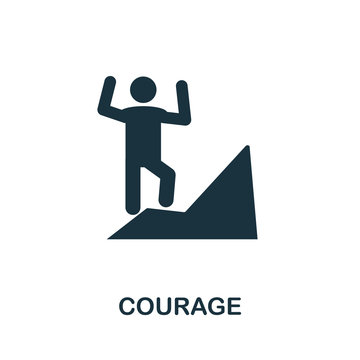 Courage Vector Icon Symbol. Creative Sign From Business Management Icons Collection. Filled Flat Courage Icon For Computer And Mobile