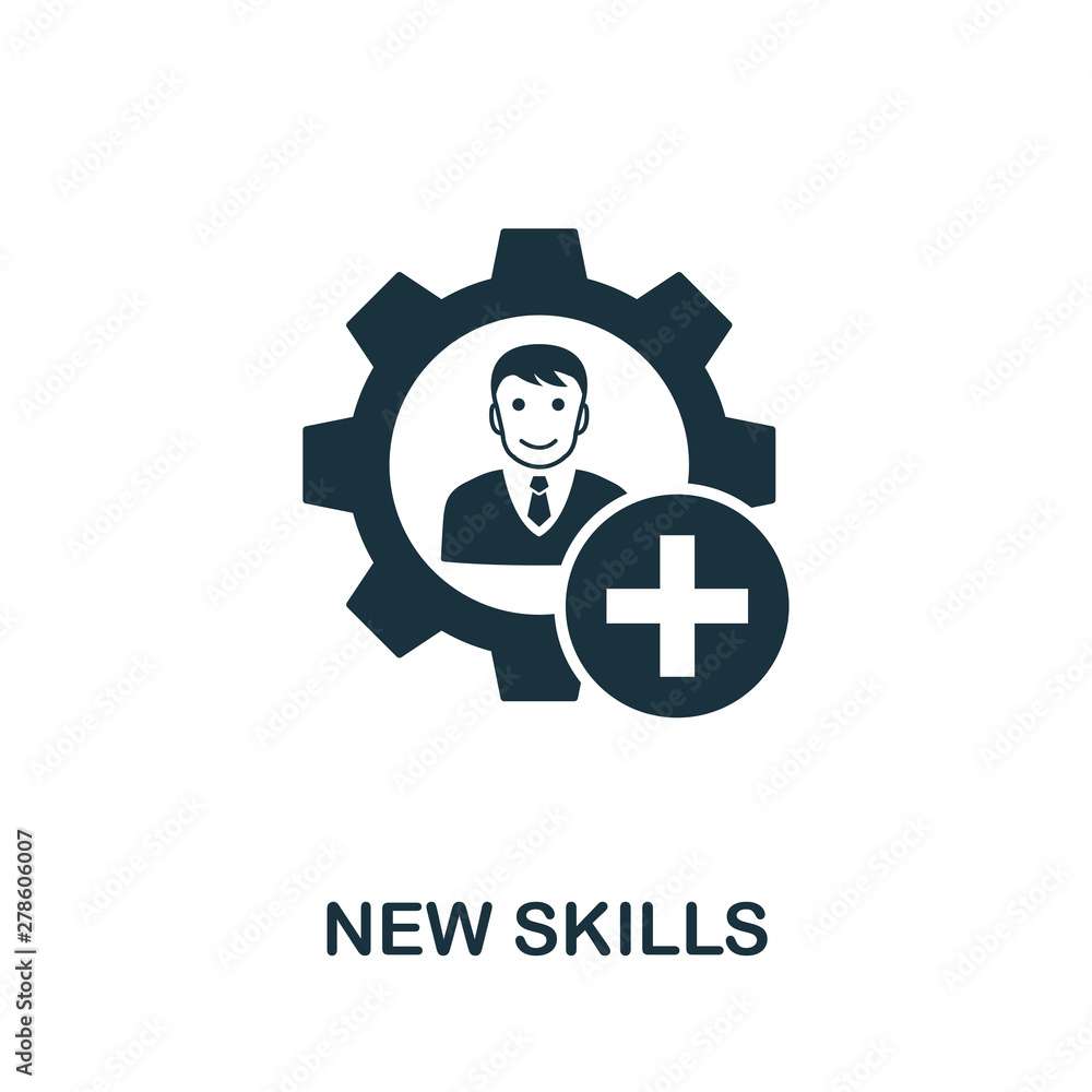 Poster new skills vector icon symbol. creative sign from business management icons collection. filled flat 