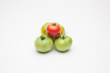 Proceso de maduración, el tomate pasa de verde a rojo, el proceso de maduración es claro. Los tomates se suelen coger maduros aunque hay una tendencia de cogerlos verdes para que duren más en el merca