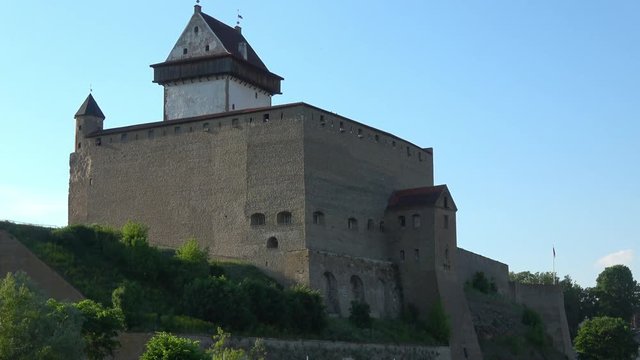 View of old medieval Narva Fortress with Hermann Tower. Estonia.