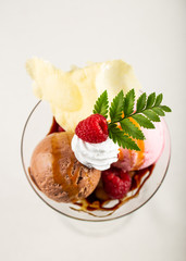 dessert with strawberries ice cream