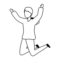 happy man celebrating arms up