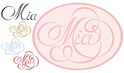 Name Mia, made in the vector for use in various purposes, from embroidery to printing business cards.