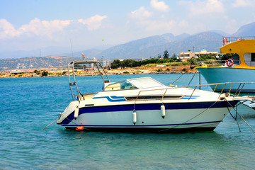 Fototapeta na wymiar Small yacht on the Mediterranean sea