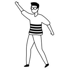 happy man celebrating arms up