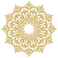 Elegant vintage vector ornament in classic style. Abstract traditional round golden pattern with oriental elements. Classic vintage pattern