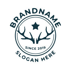 deer vintage logo design template