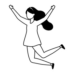 celebrating woman with arms up