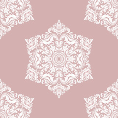 Classic seamless vector pattern. Damask orient purple and white ornament. Classic vintage background. Orient ornament for fabric, wallpaper and packaging