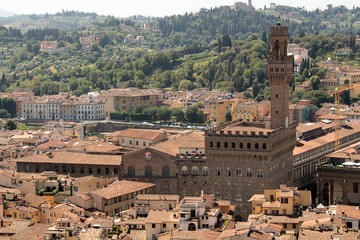 Fototapeta na wymiar Palazzo Vecchio from Giotto's Campanile, Florence