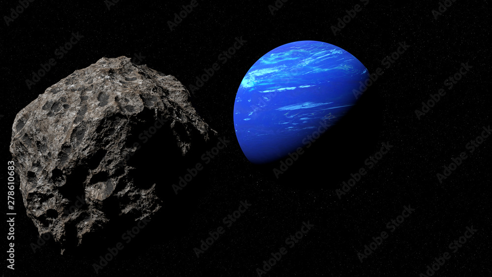 Canvas Prints planet neptune with one of its moons