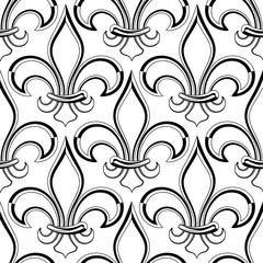 Fleur De Lis Seamless Pattern, Fleur-De-Lys Or Flower-De-Luce, The Decorative Stylized Lily