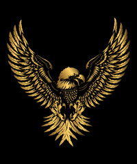 Fototapeta premium Eagle emblem isolated on white vector illustration. World symbol of freedom. Retro color logo of falcon. Eagle detailed logo.