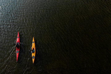 kayaking on dark water