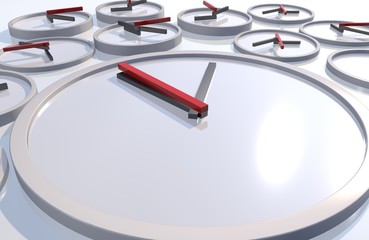 Minimal abstract 3d rendering office clock on blue color. Time concept. Nine o'clock - Illustration