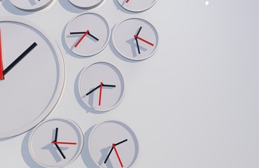 White classic analogue clock on a white background, 3D render