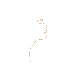 Continuous line, drawing of beauty woman face with earring , fashion concept, woman beauty minimalist, vector illustration for t-shirt slogan design print graphics style. One line fashion illustration