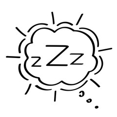 Sleep comic bubble zzz. Sleeping bubble icon hand drawn vector Lettering isolated on white background.