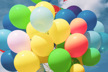 Fototapeta na wymiar Colorful balloons -birthday, celebration and party decoration concept.
