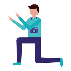 photographer on knee posing character