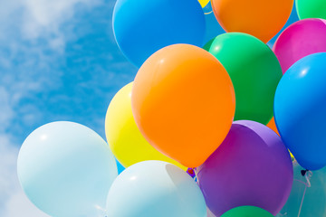 Colorful balloons -birthday, celebration and party decoration concept.
