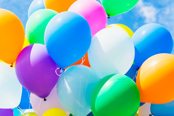 Colorful balloons -birthday, celebration and party decoration concept.
