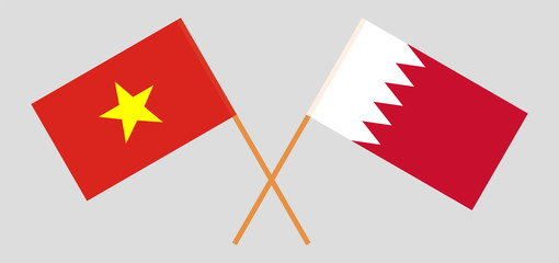 Bahrain and Vietnam. Crossed Bahraini and Vietnamese flags