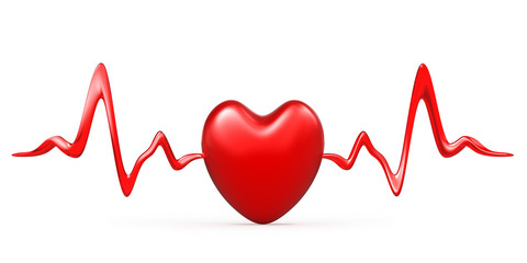 Heart pulse, cardiogram line illustration, heartbeat. 3d-rendering.