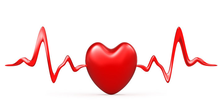 Heart pulse, cardiogram line illustration, heartbeat. 3d-rendering.