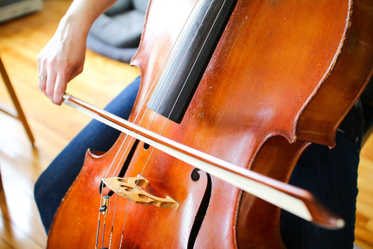 A bow on a cello