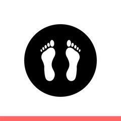 Footsteps vector icon, walk symbol. Simple, flat design isolated on white background for web or mobile app