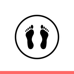 Footsteps vector icon, walk symbol. Simple, flat design isolated on white background for web or mobile app