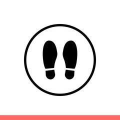 Footsteps vector icon, walk symbol. Simple, flat design isolated on white background for web or mobile app