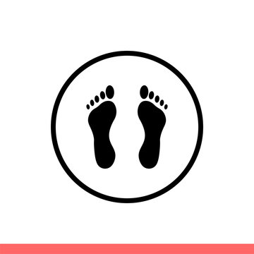 Footsteps vector icon, walk symbol. Simple, flat design isolated on white background for web or mobile app