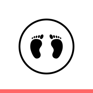 Footsteps vector icon, walk symbol. Simple, flat design isolated on white background for web or mobile app