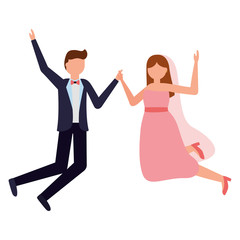 bride and groom celebrating wedding day