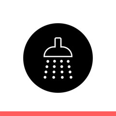 Shower vector icon, bath symbol. Simple, flat design isolated on white background for web or mobile app