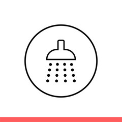 Shower vector icon, bath symbol. Simple, flat design isolated on white background for web or mobile app