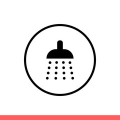 Shower vector icon, bath symbol. Simple, flat design isolated on white background for web or mobile app